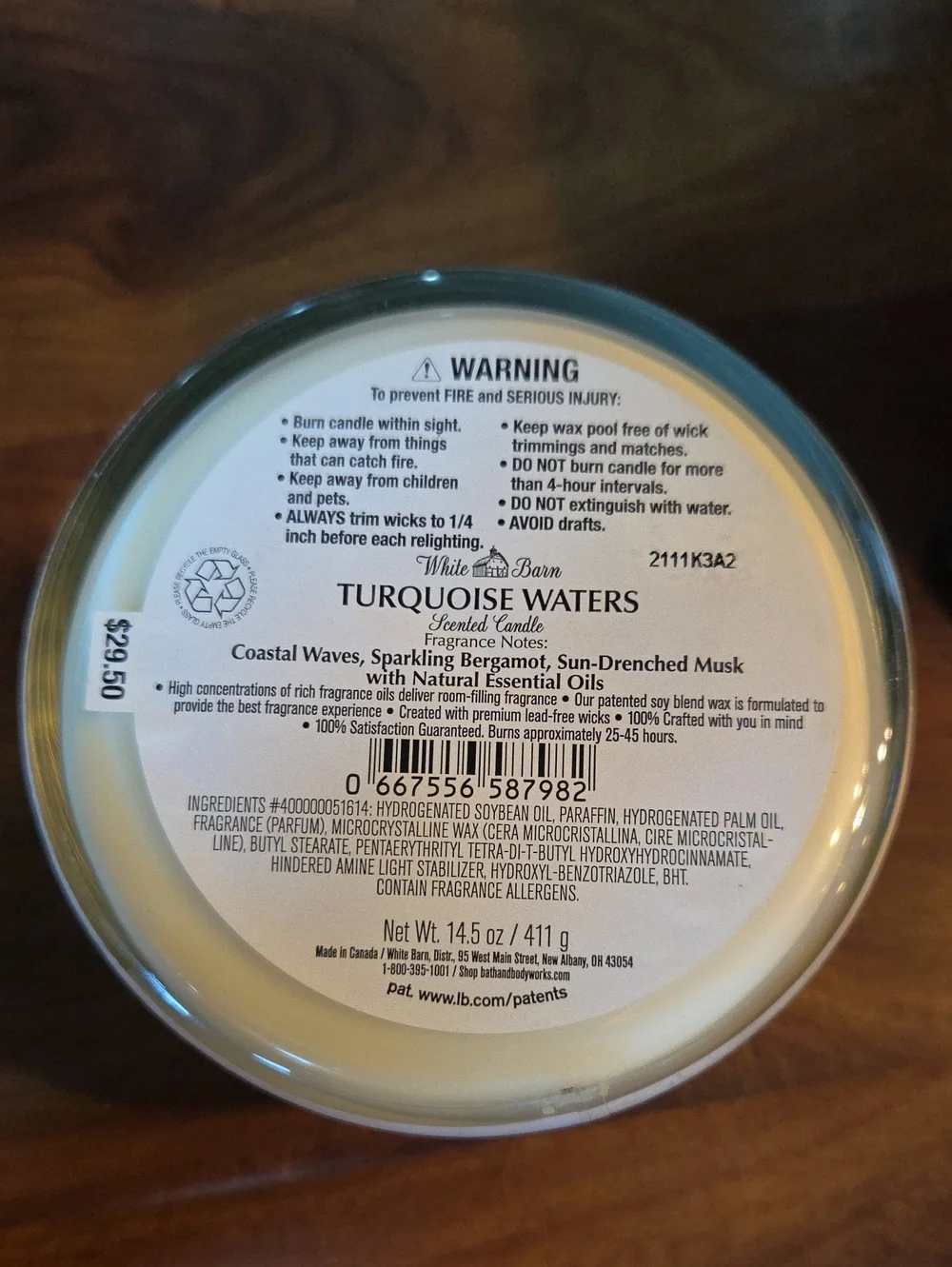 TURQUOISE WATERS 3 Wick Candle Bath And Body Works - Picture 5 of 5
